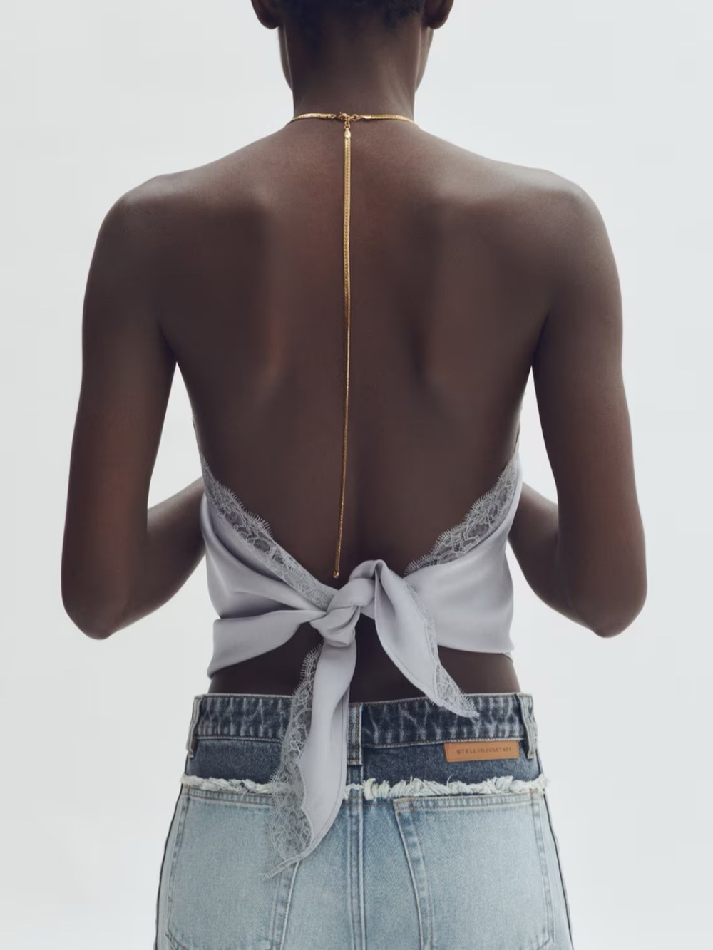 H&M X Stella McCartney Satin Lace Top With Gold Chain Halter - NWT